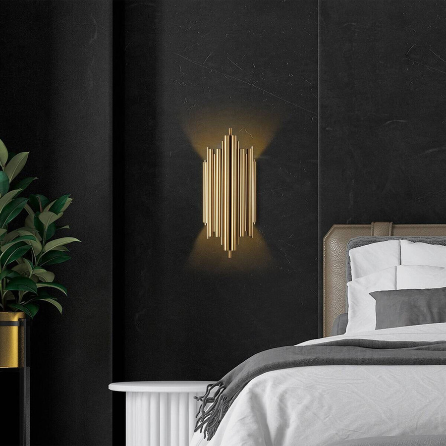 Opviq Wandleuchte Reis in Gold aus Metall mit E14 Fassung, B/H/T: 22 x 50 x 22 cm - Bild 4