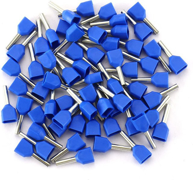 AOKIN Kabelklemmen Set mit 100 isolierten Drahtendhülsen und Crimpverbindern in Blau - Bild 1