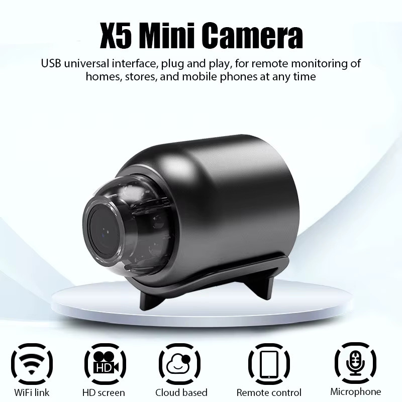 SEamopar Mini-Kamera 1080P HD WLAN-Überwachungskamera mit Nachtsicht und Bewegungserkennung in Schwarz - Bild 3