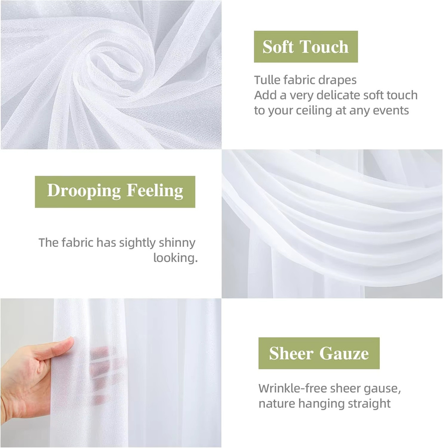 Transparenter Chiffon-Stoff in Weiß für Hochzeitsbögen und Dekorationen, Breite: 75 cm - Bild 4