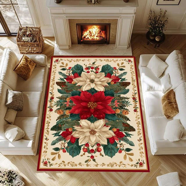 VIKAMA Teppich im American Countryside Stil mit Beeren und Blättern, Mehrfarbig, B/T: 180 x 120 cm - Bild 1
