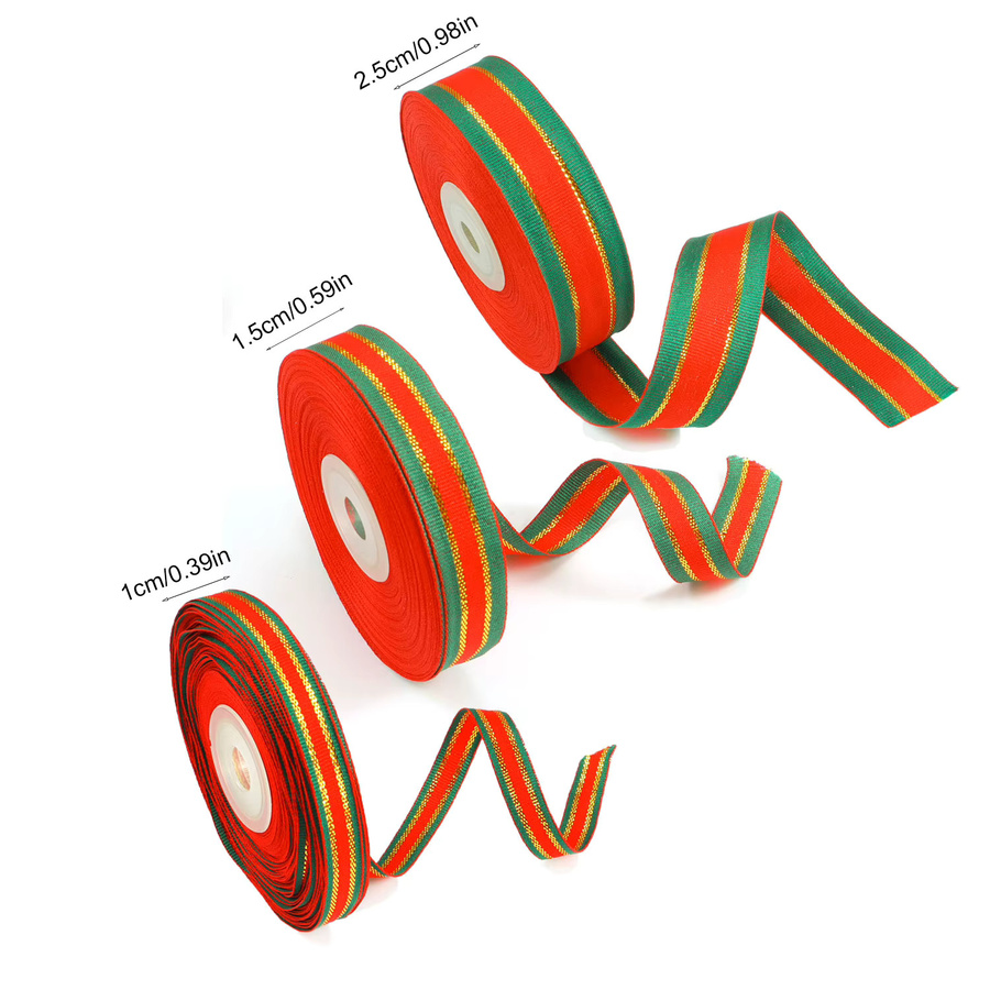 OEMOO Weihnachtsbaumband Rot Gestreift für Geschenkverpackungen und DIY-Dekorationen, 25 Yard - Bild 2