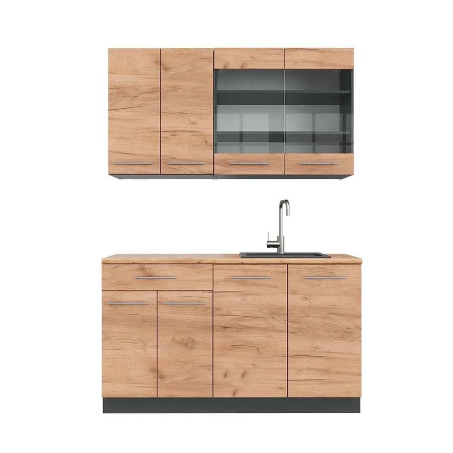Vicco Fame-Line Singleküche Goldkraft Eiche und Anthrazit, Breite: 140 cm - Bild 2