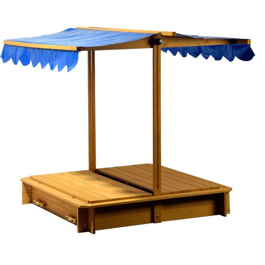 Dobar Sandkasten mit schwenkbarem Dach und Sitzbänken inklusive Bodenplane, B/T/H: 112 x 112 x 112 cm - Bild 2