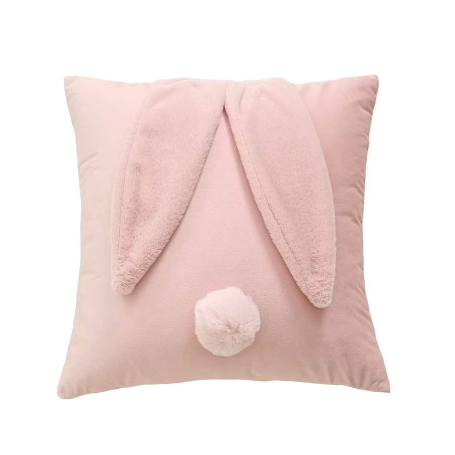 BUYNOW Kissenbezug mit niedlichen Hasenohren aus niederländischem Samt in Offwhite, weicher Plüsch-Bezug für Sofa und Wohnzimmer - Bild 3