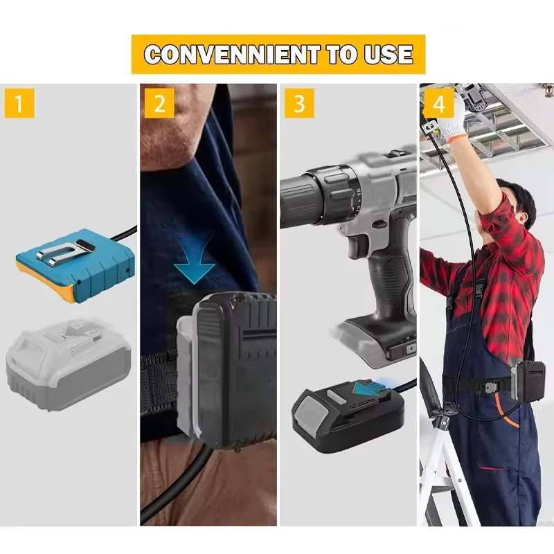 Tragbares Batterieadapter-Verlängerungskabel für DEWALT, Makita, Milwaukee und Bosch 18V 20V Lithium-Akkus - Bild 3