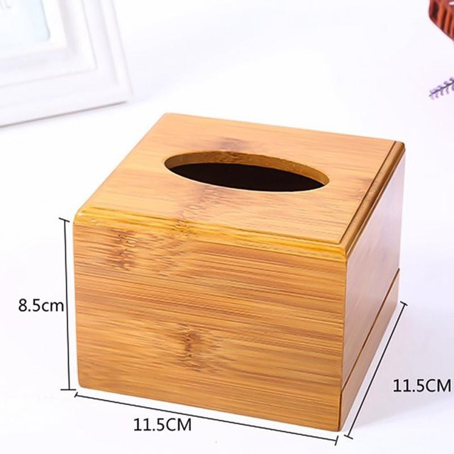 Quadratische Taschentuchbox aus Bambus von Yiran Furniture in Braun im modernen Stil - Bild 1