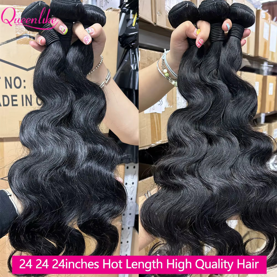 Queenlike Haar Extensions, 24 Zoll, Brasilianisches Rohhaar, Unisex - Bild 2