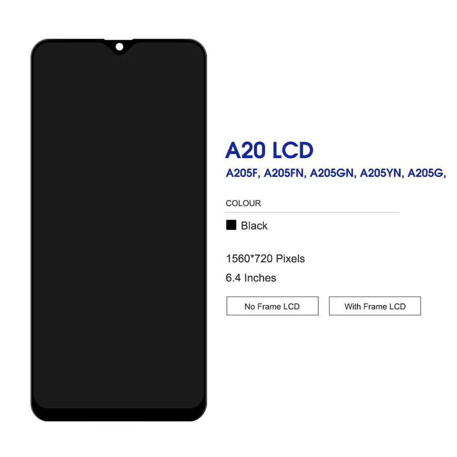 Samsung A20 A205 A205F LCD Display Touchscreen mit Rahmen in Schwarz zur Montage - Bild 4