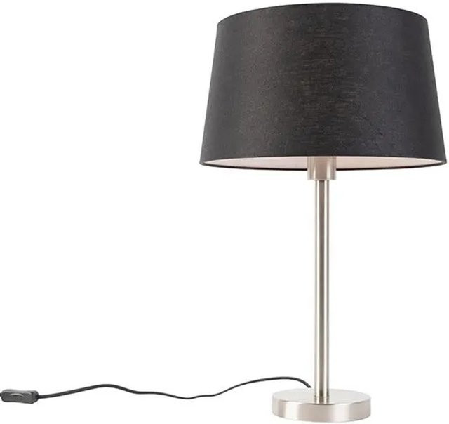 QAZQA Moderne Tischlampe Simplo aus Stahl in Schwarz mit dimmbarer E27 Fassung - Bild 1