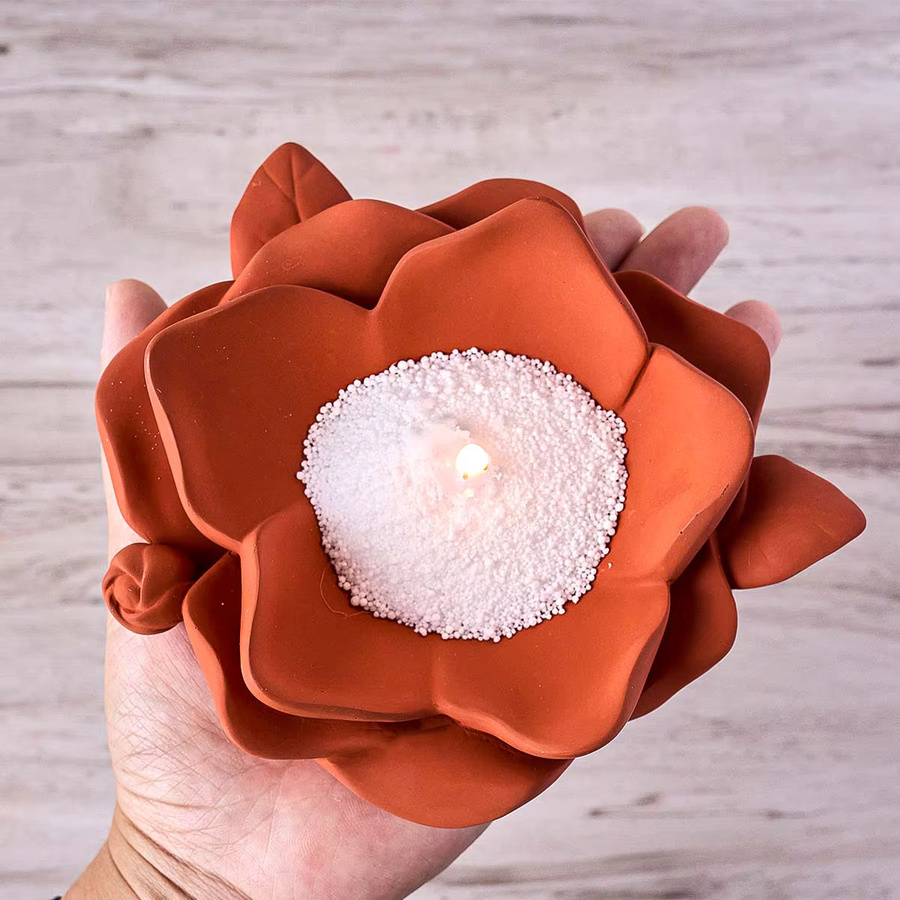 UDOCOOL Kamelie Ablage Silikonform für DIY Duftkerzen und Deko-Objekte in Orange - Bild 2