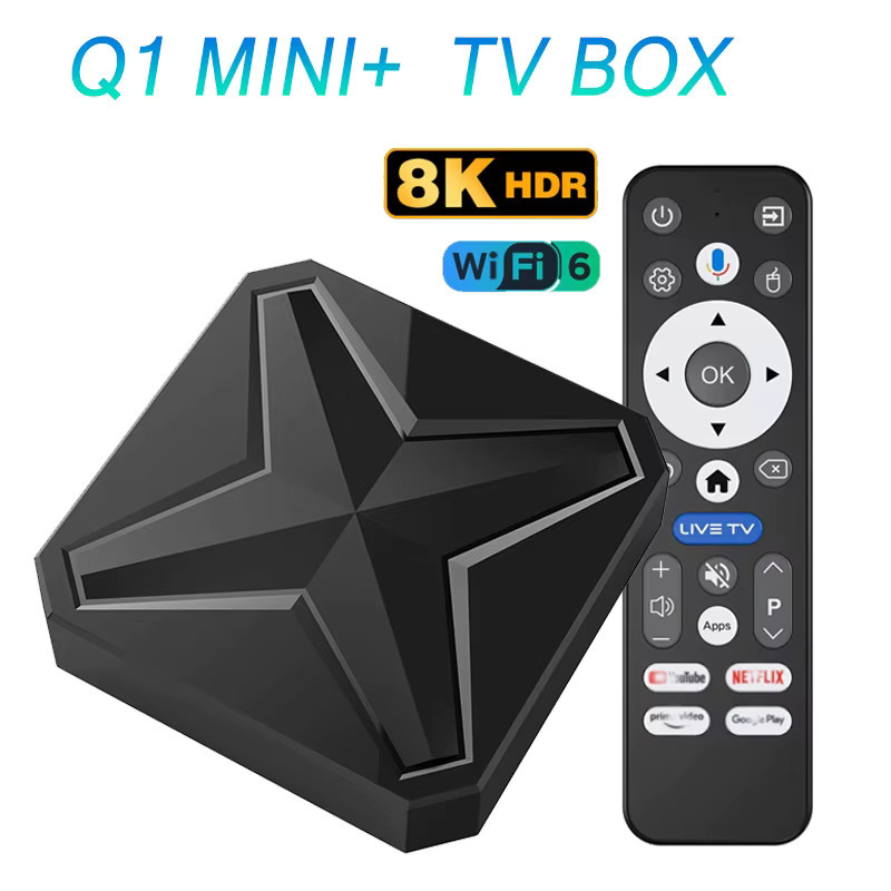 Ilebygo TV Box Q1 MINI+ Android 14.0 Smart Set Top Box mit 8K, Wifi6, Bluetooth 5.4 und Sprachfernbedienung, 2GB RAM, 16GB Speicher, Schwarz - Bild 4