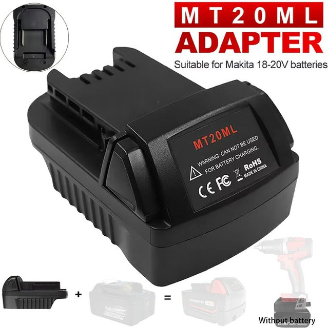 MT20ML Adapter für Makita 18V Li-Ion Akkus BL1830 BL1860 BL1815 zur Konvertierung für Milwaukee 18V Akkus - Bild 1