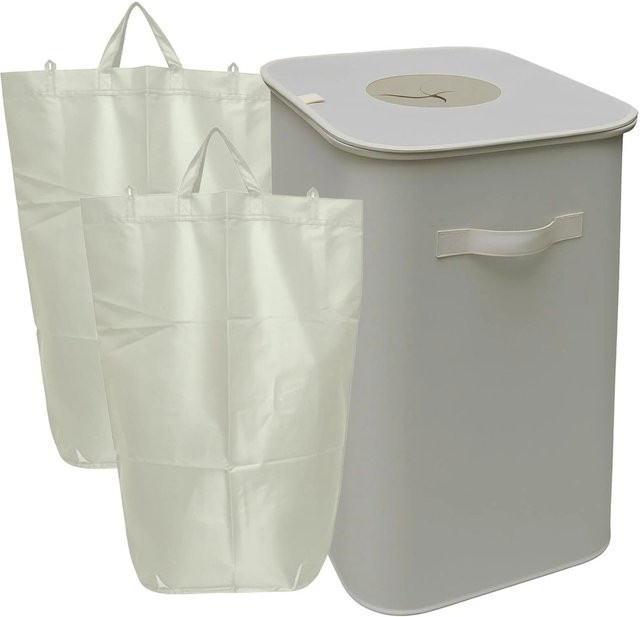Relaxdays Pfandflaschen Sammelbehälter aus Polyester und Fiberglas in Beige, B/T/H: 70 x 43 x 33 cm - Bild 1