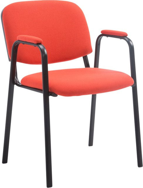 TPFLiving Besucherstuhl Keen PRO mit Armlehnen, Stoffbezug, Gestell Schwarz, Farbe Rot - Bild 1