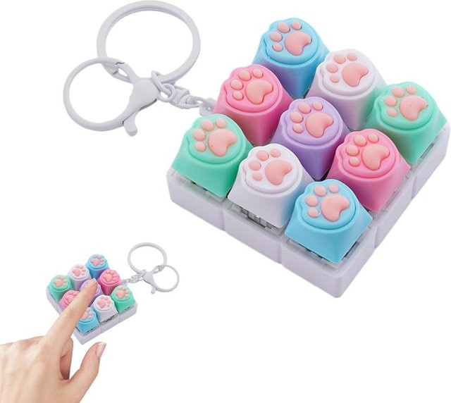 Linyi toy Tastatur Fidget Schlüsselanhänger, 9 Tasten, mechanischer Clicker - Bild 1