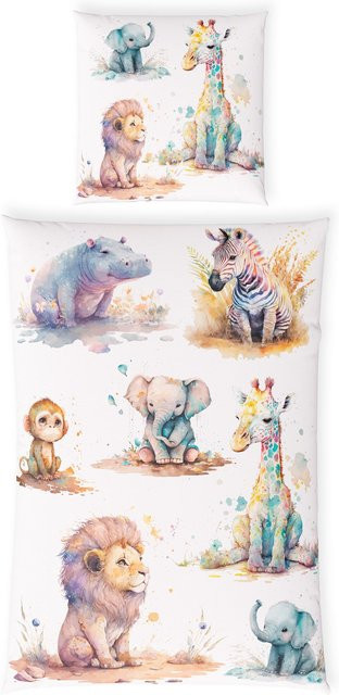 Hornisch HeimTex Kinderbettwäsche Glow aus Renforce Baumwolle in Multicolour mit Tier-Grafikdesign - Bild 1