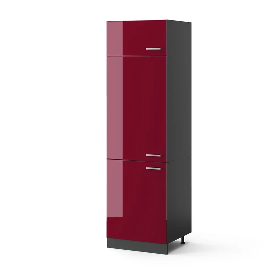 Vicco Kühlumbauschrank R-Line Küchenschrank Hochglanz Bordeaux/Anthrazit B: 60 cm, T: 54,93 cm, H: 207 cm - Bild 2