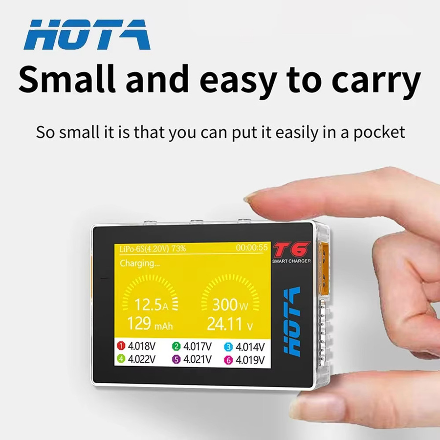 HOTA T6 LiPo Akku 1~6S Smart Balance Ladegerät, DC300W PD90W Dual-Channel, Zubehör - Bild 2