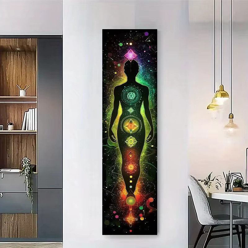 VIKAMA Chakra-Energie Wandteppich mit Mandala-Design in Multicolour, Boho Wandbehang für Yoga und Meditation, B: 130 cm, H: 30 cm - Bild 2