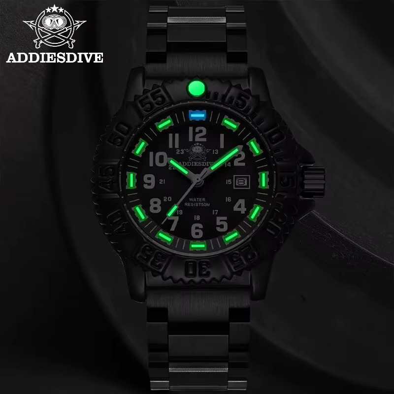 Addi Armbanduhr, Quarz, Edelstahl, Nylon, Schwarz, Herren - Bild 2