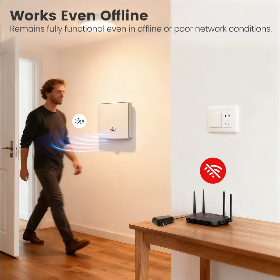 SMATRUL Tuya WiFi Smart Wandlichtschalter mit 10G Menschlichem Radar Motion Sensor, Weiß, ohne Neutralleiter, App- und Sprachsteuerung mit Timer und Alarmfunktion - Bild 4