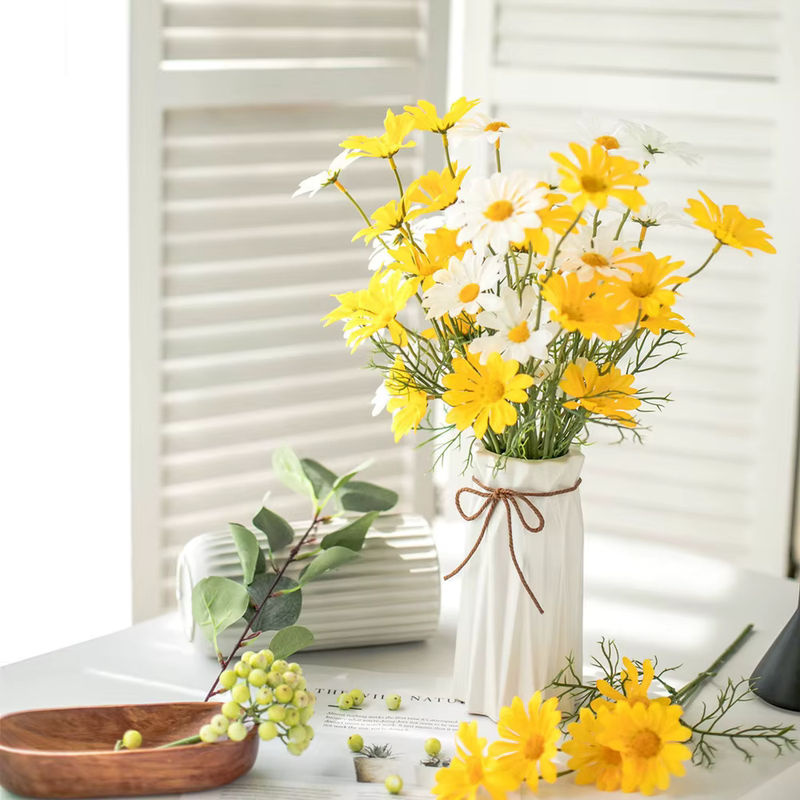 5 Stück künstliche Seiden-Gänseblümchen in Rosa für Brautstrauß, Hochzeit und Dekoration von Vase oder Garten - Bild 2