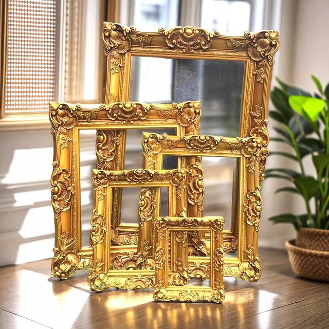 Keepmore Retro-Bilderrahmen in Gold, rechteckiger Dekorationsrahmen aus Kunststoff für Hochzeiten und Tischdekoration, Breite: 20,32 cm, Höhe: 20,32 cm - Bild 1