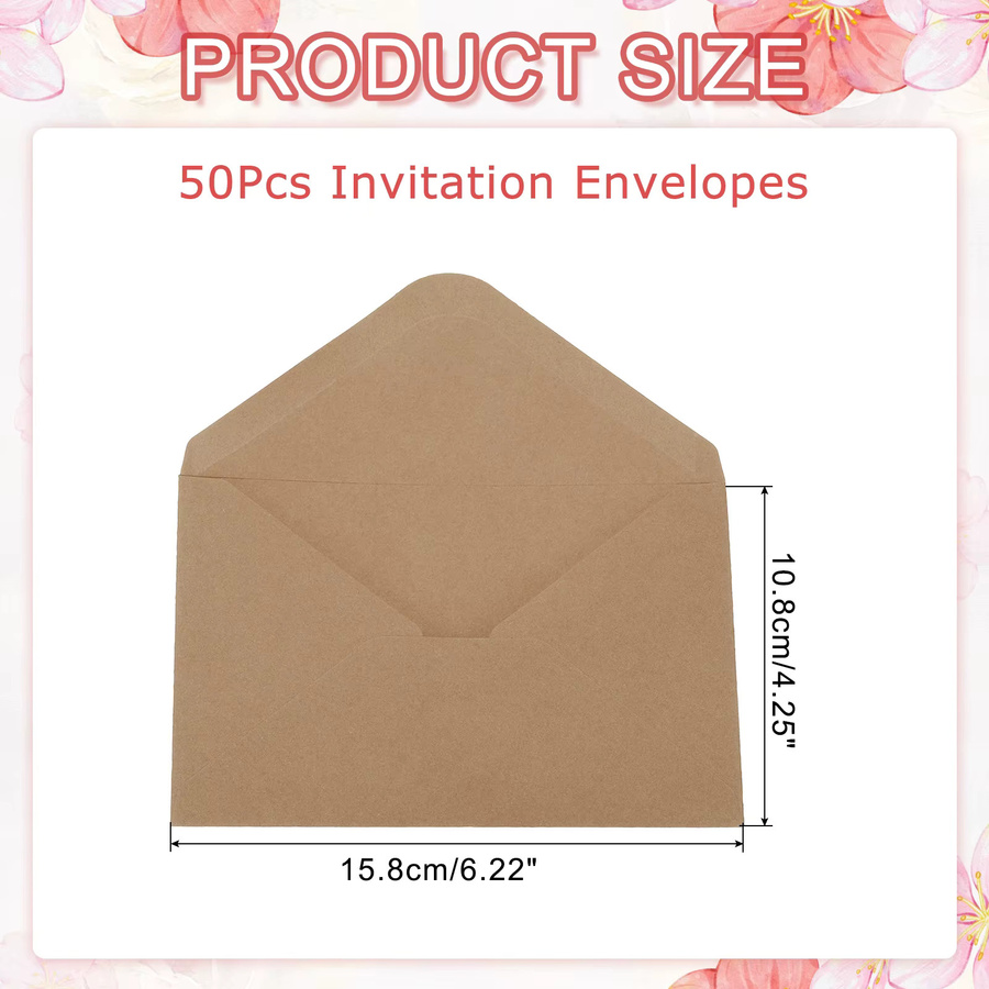 50 Stück Papierumschläge A6 mit V-Flappen in Blau und Braun für Hochzeitseinladungen, Grußkarten und Geschenke - Bild 2