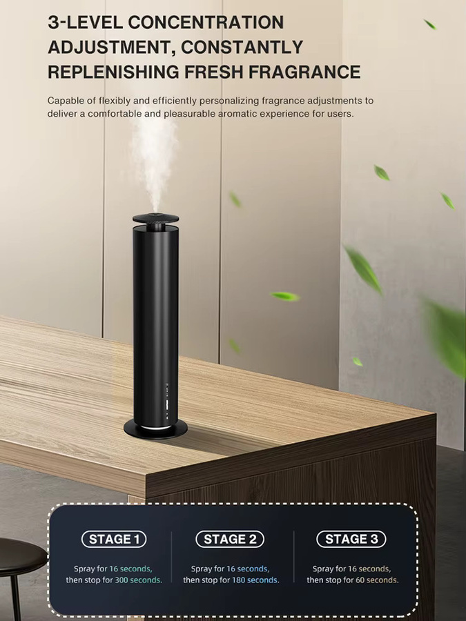 NAMSTE Intelligenter Ätherisches-Öl-Diffusor für 200m³, Batteriebetriebener elektrischer Aroma-Diffusor für Büro und Zuhause in Schwarz oder Silber - Bild 4