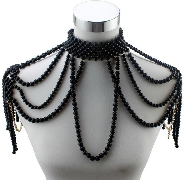 Florosy Halskette, Perlenkette, schwarz, 34 cm, Damen - Bild 1
