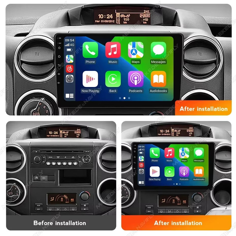 MEKEDE 2 DIN Autoradio mit Bluetooth, Wireless Carplay und Android Auto für Citroen Berlingo B9 und Peugeot Partner 2008-2019, Schwarz - Bild 2