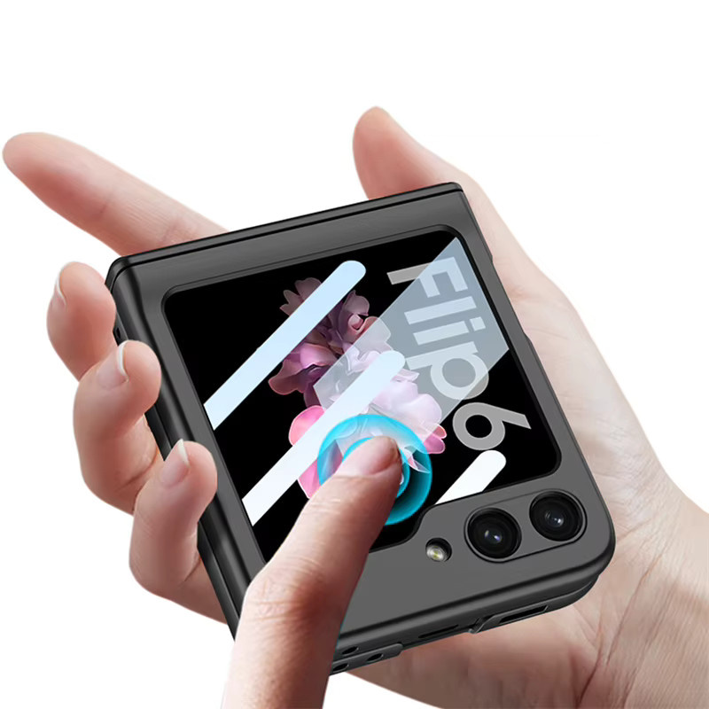 Stoßfeste Magnetische Hartschalen-Handyhülle mit Scharnierschutz und Kleinbildschirm-Schutzfolie für Samsung Galaxy Z Flip 8 7 6 5 4 5G in Grün - Bild 2