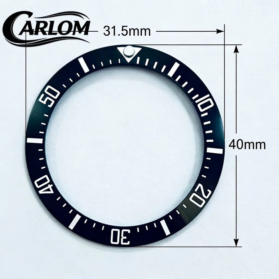 Carloms Lünetteneinlage Keramik-Aluminium, Schwarz Blau Grün, 40mm/31,5mm - Bild 2
