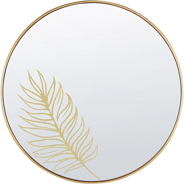 Beliani Dekospiegel SAUVIE in Gold mit floralem Design, Durchmesser: 57 cm - Bild 1