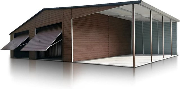 Liderstal Doppelgarage Standard aus Trapezprofilblech mit Carport in Holzoptik, B/T/H: 800 x 600 x 310 cm