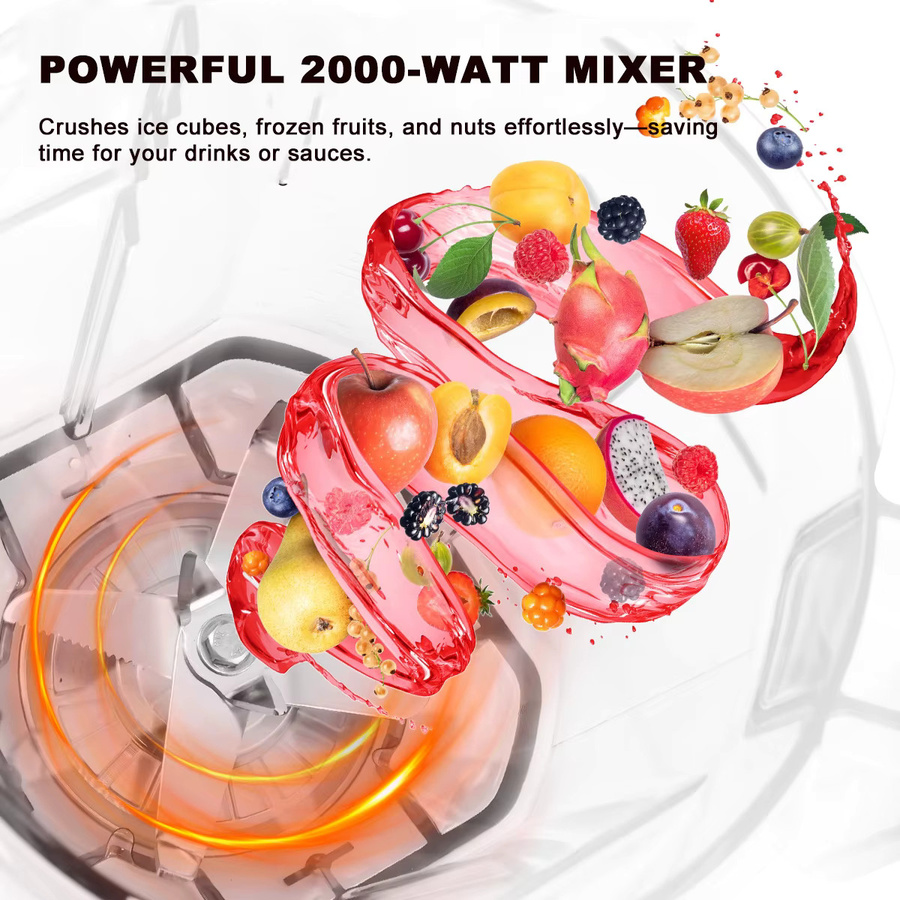 7MAGIC Hochleistungs-Mixer mit 2000 W und Timer, Küchenmaschine mit 2-Liter-Glasbehälter, Schwarz - Bild 3