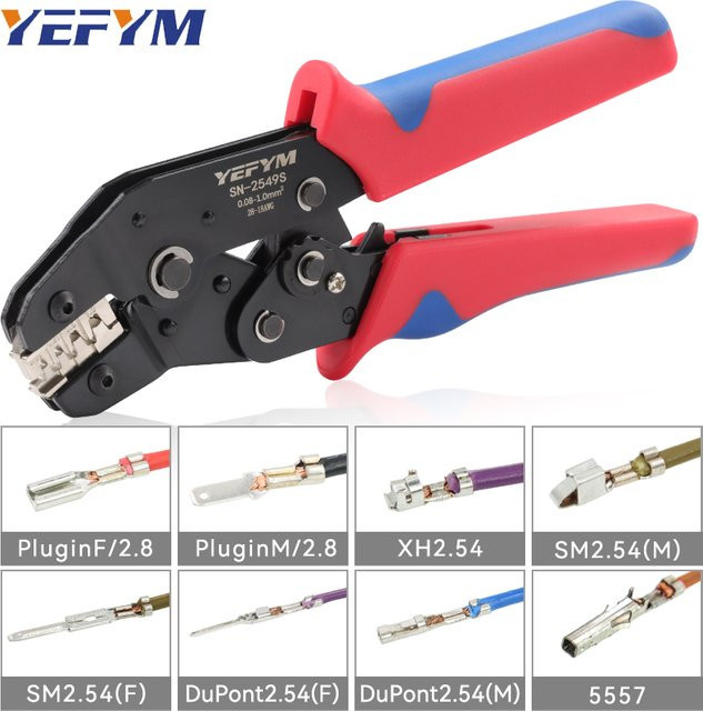 YEFYM Drahtratszange SN-2549S Crimpwerkzeug für PH2.0 XH2.54 2.8 3.0 3.96 KF2510 JST Terminals mit 0,08–1,0 mm2 AWG28–18 - Bild 1