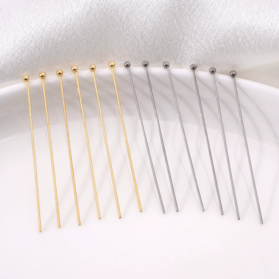 HMC Kopf Pins Edelstahl, Rhodium/Gold Farbe, 15-70mm - Bild 1