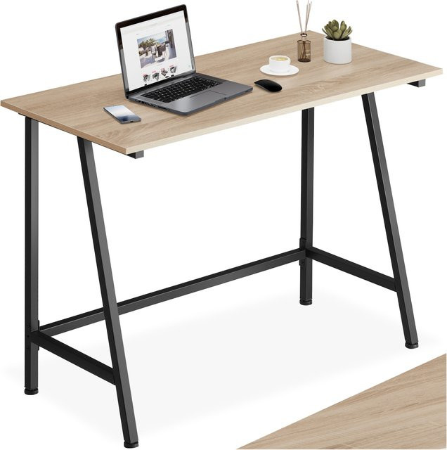 tectake Schreibtisch Newton Industrial Style aus Holz und Stahl in Braun, B/T/H: 100 x 50 x 77 cm - Bild 1