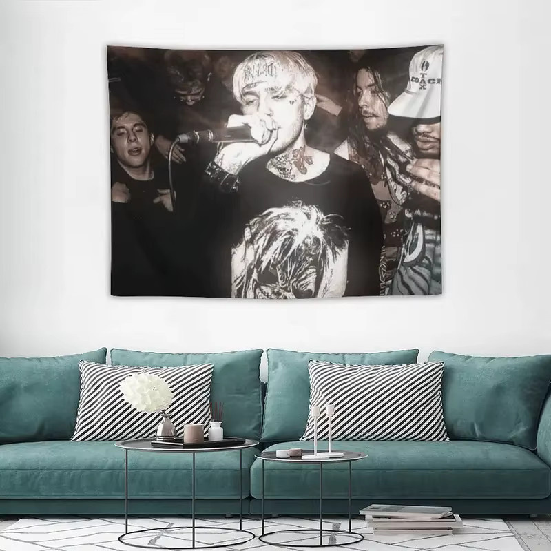 VIKAMA Lil Peep Rapper Wandteppich, ästhetischer Wandbehang als Kunstdruck in Multicolour für dein Schlafzimmer oder Wohnzimmer - Bild 4