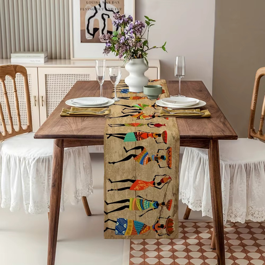 VIKAMA Tischläufer mit afrikanischem ägyptischem Muster in Multicolour, rustikaler rechteckiger Tischläufer für dein Esszimmer, Breite: 33 cm, Tiefe: 33 cm, Länge: 122 cm - Bild 5