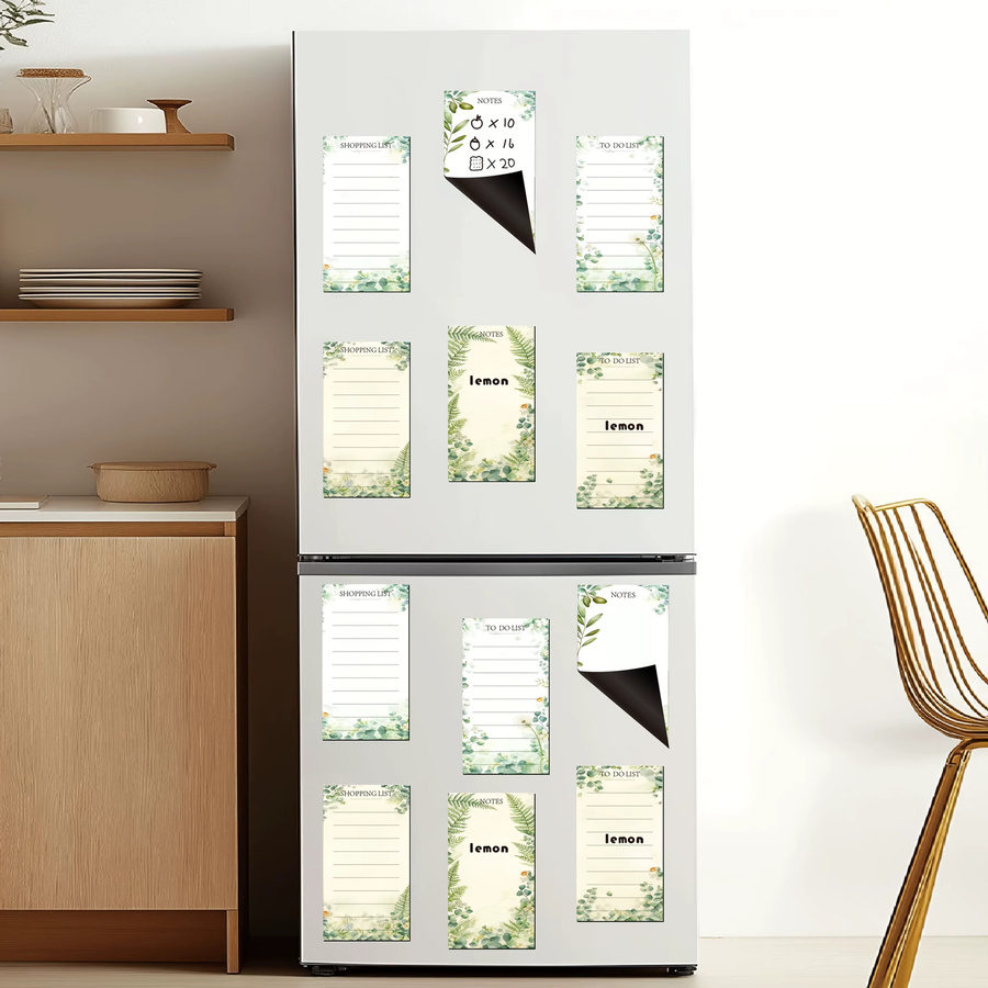 12 wiederverwendbare magnetische Haftnotizen mit Vintage-Pflanzen-Design und 4 löschbaren Stiften, mehrfarbig, liniertes Design - Bild 3