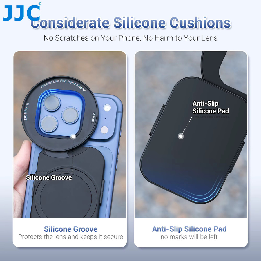 JJC Magnetischer Telefonfilter-Adapter für iPhone 17 Pro Max, 16, 15 und 14 Serie in Schwarz mit 1/4 Zoll Kaltzuh für Mikrofonstativ - Bild 5