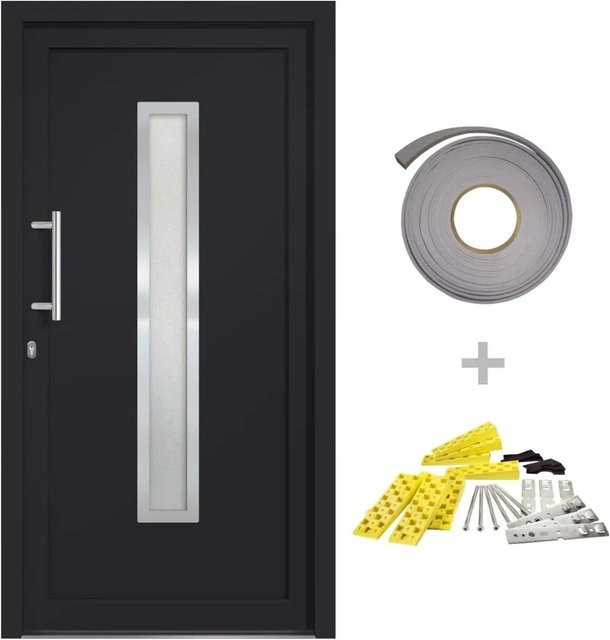 vidaXL Haustür in Anthrazit mit Glaseinsatz, modern, B: 108 cm, H: 208 cm - Bild 1