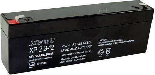 XCell XP2.112 XCEXP2.312 Bleiakku 12V 2.3Ah Blei-Vlies AGM Schwarz B/H/T: 178 x 66 x 35 mm mit 4.8mm Flachstecker wartungsfrei - Bild 1