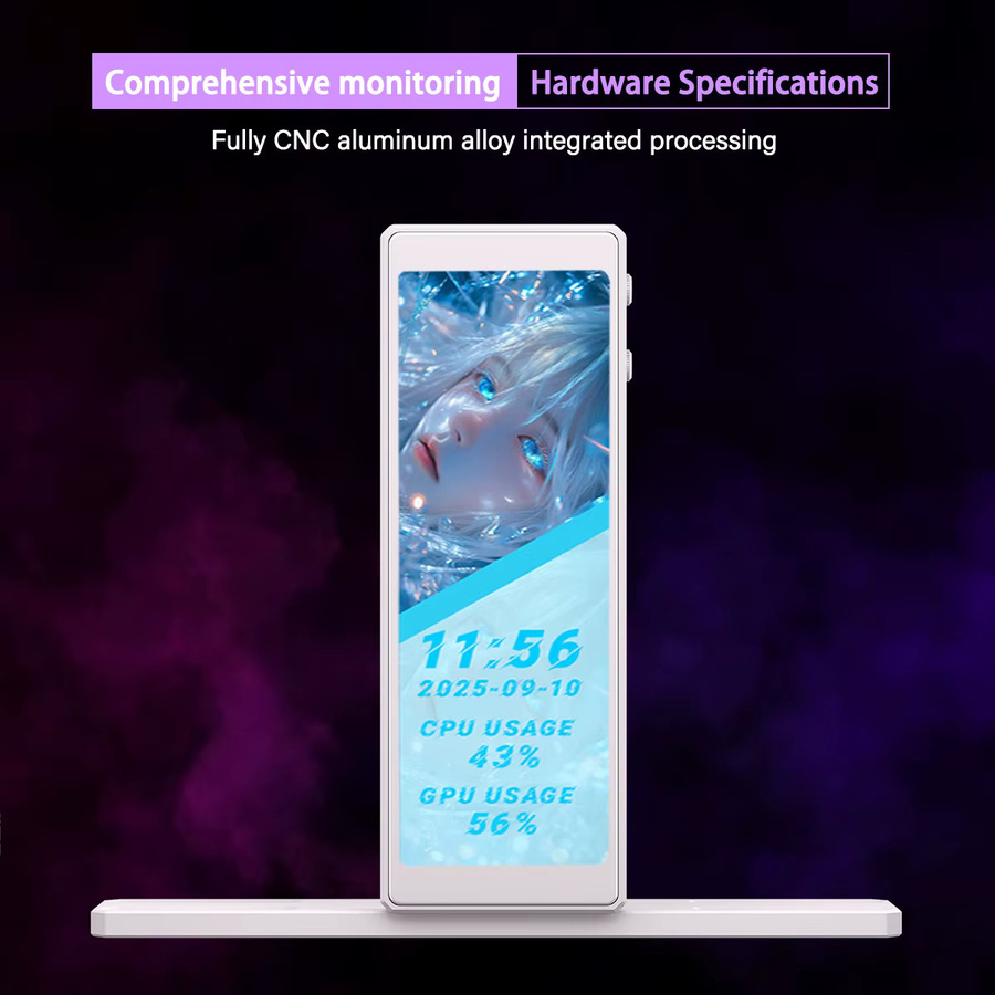AuyiHomu 4,58 Zoll IPS PC-Gehäuse Sekundärbildschirm als USB Echtzeit-CPU/GPU-Hardware-Monitor in Schwarz - Bild 3