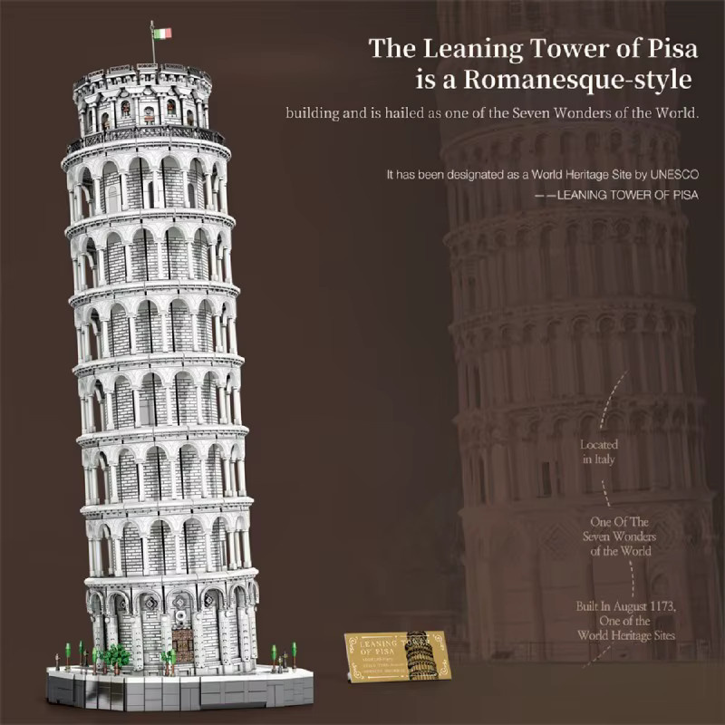 Barweer Klemmbausteine Schiefer Turm von Pisa Bauset mit 7652 Teilen in Weiß - Bild 2
