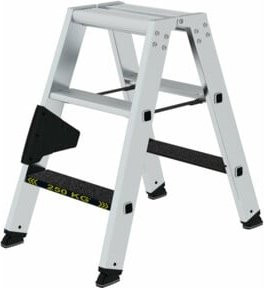 MUNK A-Stehleiter clip-step R13 mit 3 Stufen in Silber, Tragkraft 250 kg - Bild 1
