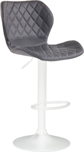 TPFLiving Barhocker Cora mit weißem Gestell und grauem Kunstleder, modern und drehbar um 360 Grad - Bild 1